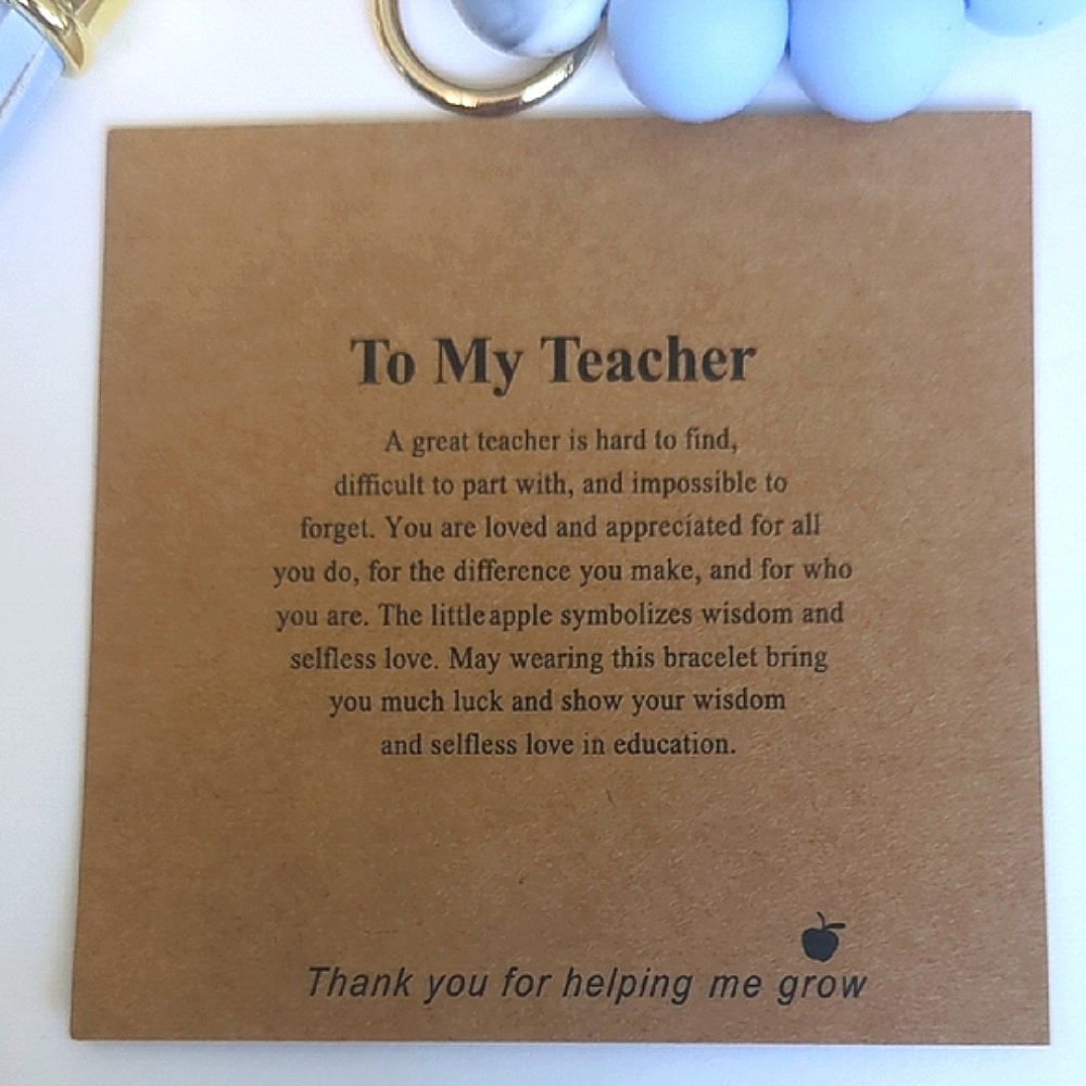 Blue and Gray Beaded Thank You Teacher Gift Key & Card Holder with Tassel - Picture 8 of 9